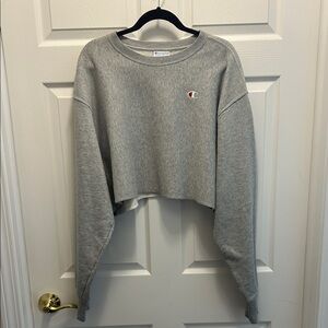 Champion Women's Heather Gray Cropped Hoodie